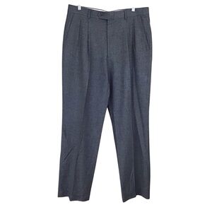 Paul Frederick Italian Collection Gray Pleated Wool Silk Blend Dress Pants 35 R‎